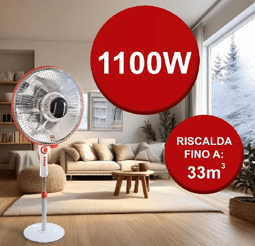 SHOPPING IN RETE Stufa al carbonio a piantana 1100W incandescenza Timer risparmio energetico 220V