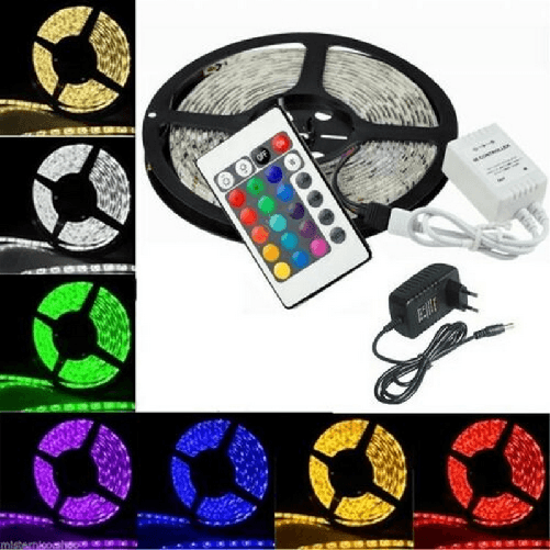 SHOPPING IN RETE STRISCIA A LED SMD 5050 RGB 5 METRI BOBINA CON ALIMENTATORE TELECOMANDO 300 LED