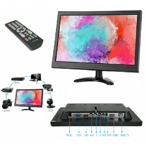 ZENCOCCO Monitor HDMI VGA Schermo LCD TFT 13.3 POLLICI 1080p Altoparlante BNC USB RCA