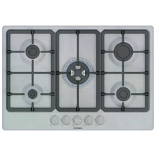 Bosch serie 4 PGQ7B5K90 Piano cottura a gas 4 fuochi FlameSelect Griglie in ghisa 60 cm inox