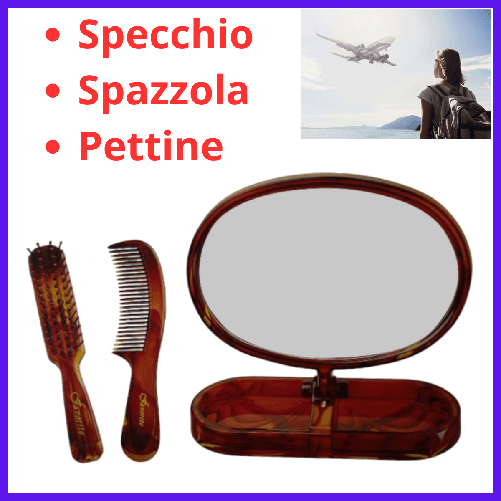 Gattopardo Specchio da trucco tavolo spazzola pettine set kit da viaggio specchi per barba
