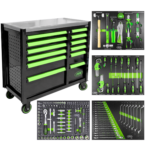 JBM CARRELLO CON 12 CASSETTI CON ATTREZZATURA INCLUSA - VERDE
