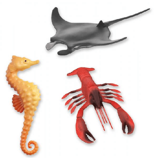 Play Kits Cartone 6 set Tropical 3 animali marini da bagnetto 21 cm