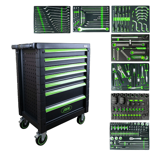 JBM CARRELLO PORTAUTENSILI 7 CASSETTI VERDE SPECIALE PER AUTOCARRI