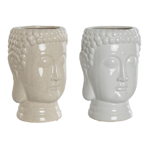 Home ESPRIT Vaso Home ESPRIT Bianco Beige Ceramica 15 x 15 x 25 cm (2 Unità)