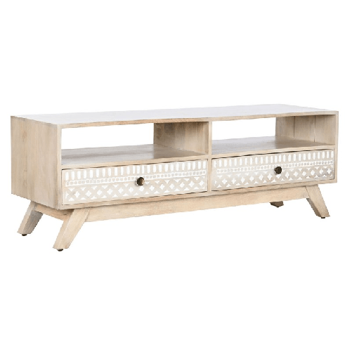 DKD Home Decor Mobile TV DKD Home Decor Bianco Naturale Legno di mango 130 x 40 x 45 cm