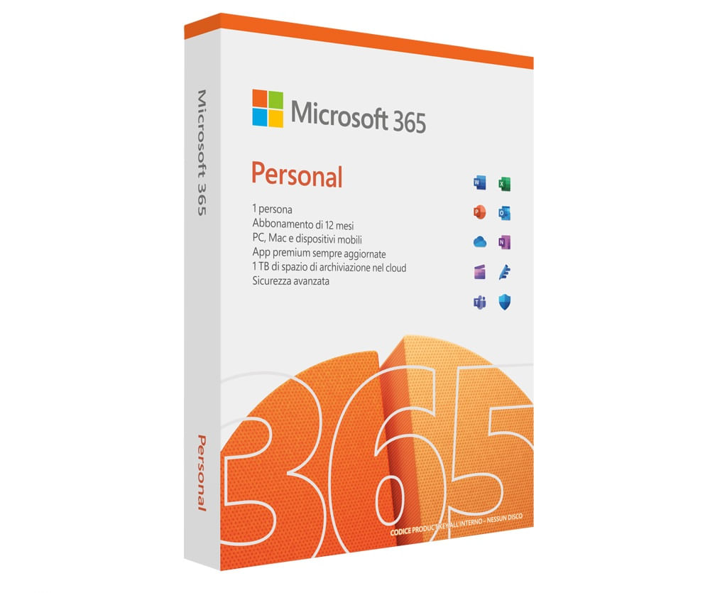 Microsoft M365 Personal Italian Subscr 1Yr Eurozone Medialess P10 Microsoft 365 Personal 1 licenza/e Abbonamento ITA 1 anno/i