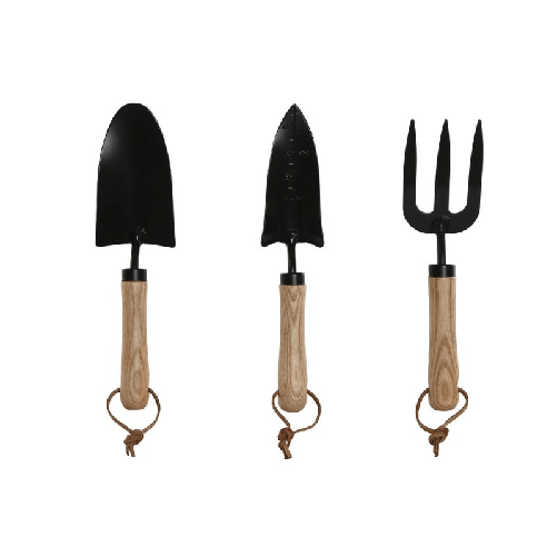 Home ESPRIT Kit di attrezzi per il giardinaggio Home ESPRIT 3 Pezzi Marrone Nero Acciaio