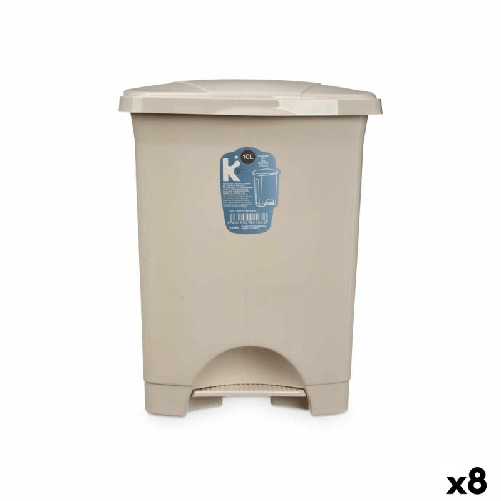 BigBuy Home Cestino a pedale Beige Plastica 10 L (8 Unità)