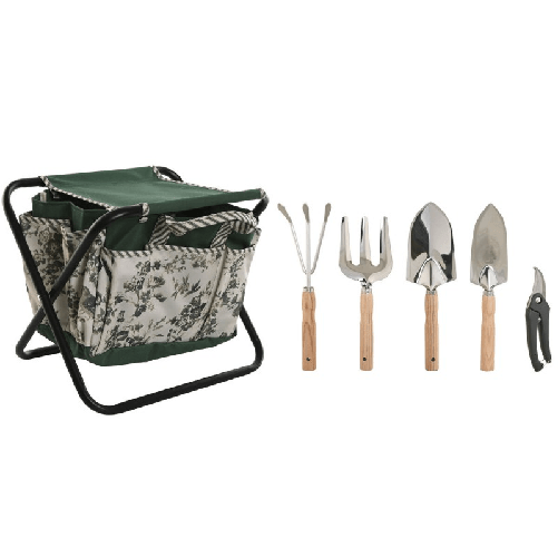 Home ESPRIT Kit di attrezzi per il giardinaggio Home ESPRIT 7 Pezzi Bianco Verde 40 x 28 x 35 cm