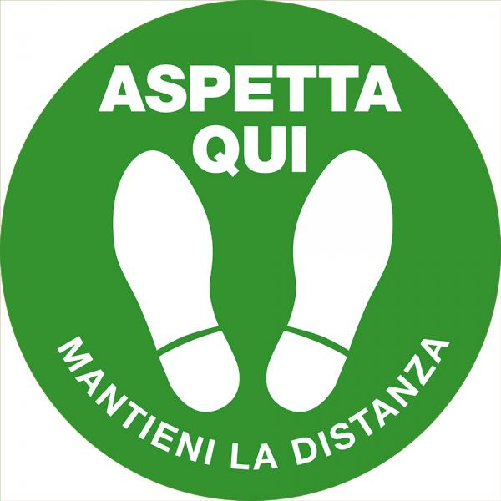 Cora Conf. 2 bolli adesivi ''Aspetta qui'' diametro 40 cm verdi
