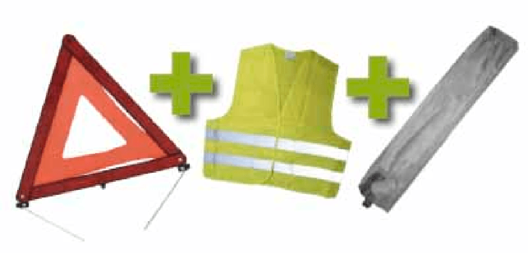 JBM KIT D'EMERGENZA + BORSA GRIGIO MINI + GIUBBOTTO RIFLETTENTE + TRIANGOLO DI SEGNALAZIONE