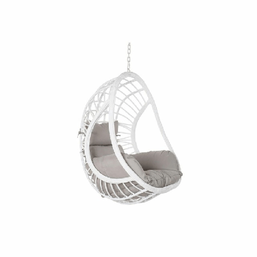 DKD Home Decor Sedia da giardino sospesa DKD Home Decor 90 x 70 x 110 cm Grigio Metallo rattan sintetico Bianco