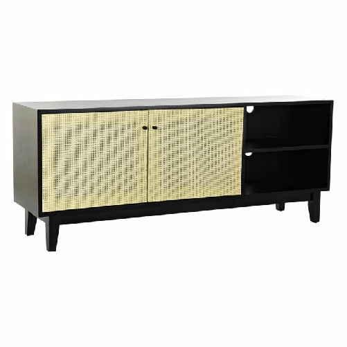 DKD Home Decor Mobile TV DKD Home Decor Nero Abete Rattan (160 x 65 x 38 cm)