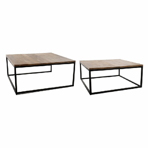 DKD Home Decor Set di 2 tavoli DKD Home Decor Marrone Nero 90 x 90 x 40 cm