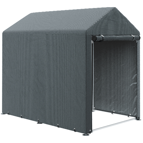 Outsunny Capanno Attrezzi anti UV con Ingresso a Zip, in Acciaio Zincato e Tessuto PE,120x179x165 cm