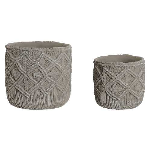 Home ESPRIT Set di vasi da fiori Home ESPRIT Grigio chiaro Cemento 20 x 20 x 18 cm