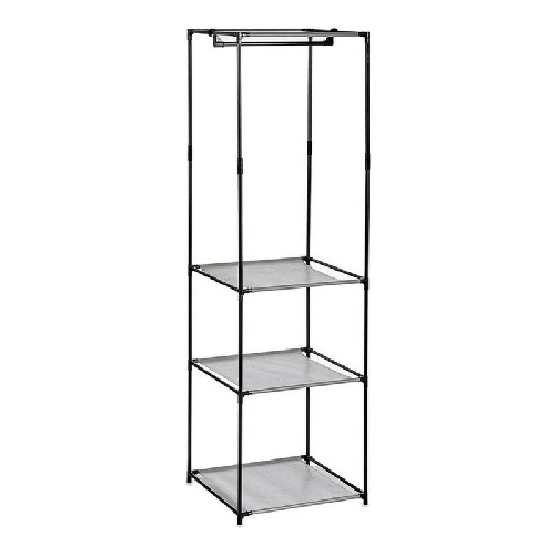 Armadio guardaroba Kipit Nero Grigio Stoffa polipropilene Ferro Plastica 43,5 x 160 x 50 cm