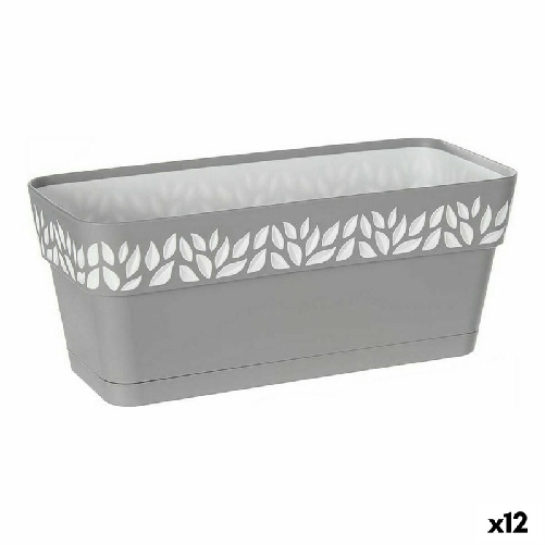 Vaso rettangolare da Balcone Stefanplast 94379 Cloe Bianco Grigio Plastica 13,3 x 12,3 x 29,3 cm (12 Unità)