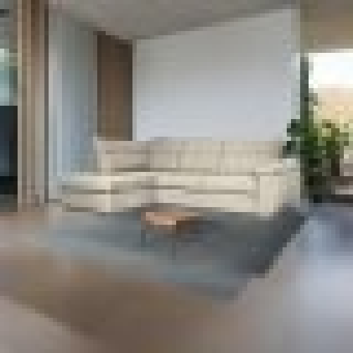 Tezeta Divano letto Kendall III con penisola contenitore sinistro in tessuto Barrel 04 beige