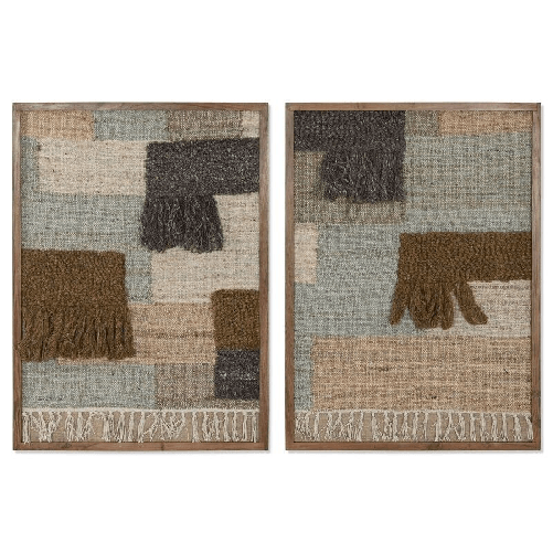 Home ESPRIT Quadro Home ESPRIT Marrone Verde Astratto Moderno 75 x 3 x 105 cm (2 Unità)