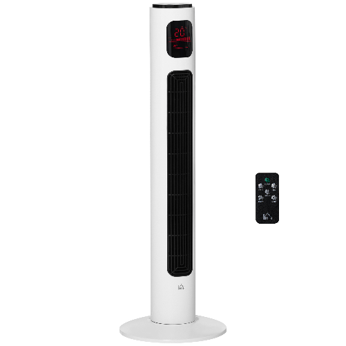 HOMCOM Ventilatore a Torre 45W a 3 Modalità e 3 Velocità con Timer da 12h, in ABS, Ø32 x 96A cm
