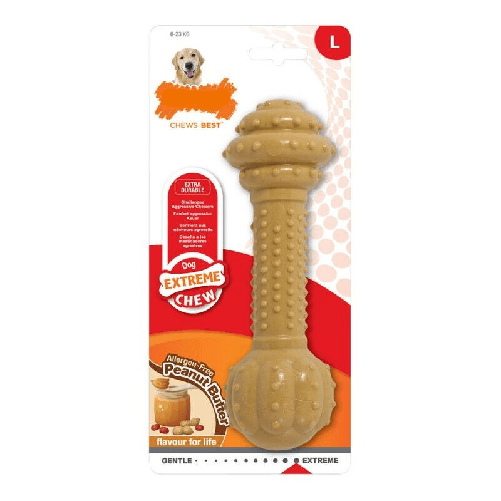 Nylabone Giocattolo da mordere per cani Nylabone Extreme Chew Barbell Nylon Burro Di Arachidi