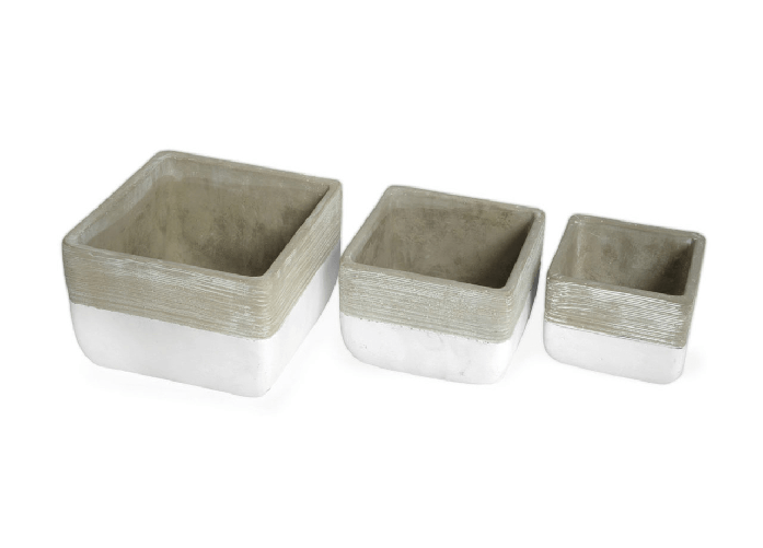 BIANCHERIAWEB Set 3 Vaso Decorativo Moderno Per Fiori In Cemento Design Modello Quader