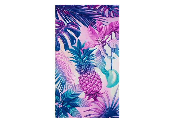 Telo Mare Grande 100x180 Spugna Spiaggia Piscina Maui Ananas Violet D12