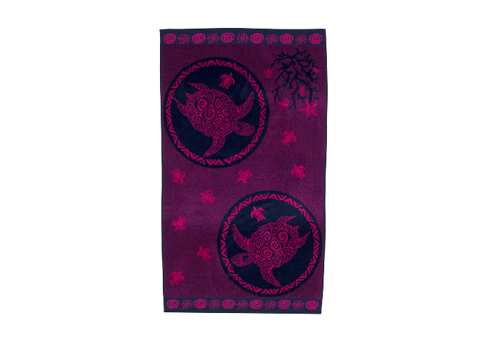 BIANCHERIAWEB Telo Mare Spiaggia Piscina Jacquard In Spugna Disegno Twin Turtle Colore Fucsia,Misura Telo Mare