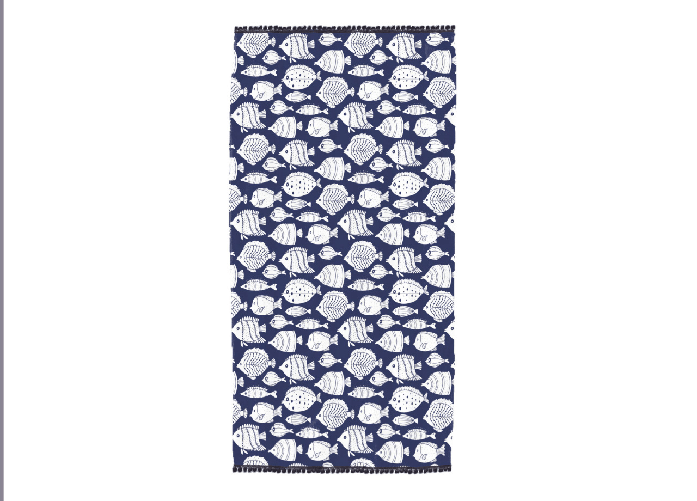 BIANCHERIAWEB Telo Mare Fouta Per Spiaggia Fantasia Multicolore Tahiti Con Pon Pon