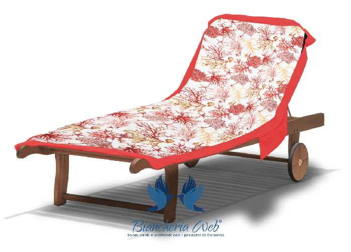 Telo Mare Da Lettino Con Cuscino Modello Comodo Summer Dis. Corallo Rosso