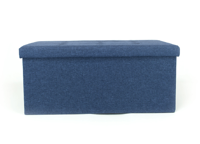 BIANCHERIAWEB Pouf Contenitore Imbottito Pieghevole Modello Double Liner Blue Jeans