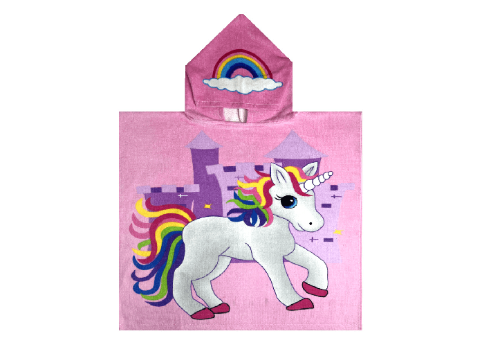 BIANCHERIAWEB Poncho Mare Per Bambini Per Spiaggia In Morbida Spugna Disegno Unicorno