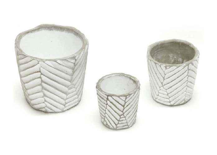 BIANCHERIAWEB Set 3 Vaso Decorativo Moderno Per Fiori In Cemento Design Modello Leaf