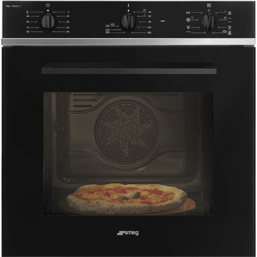 Smeg forno incasso sf64m3s1pzb nero 65lt,termoventilato,9 funzioni,vapore,vap.clean,pizza,cl.a