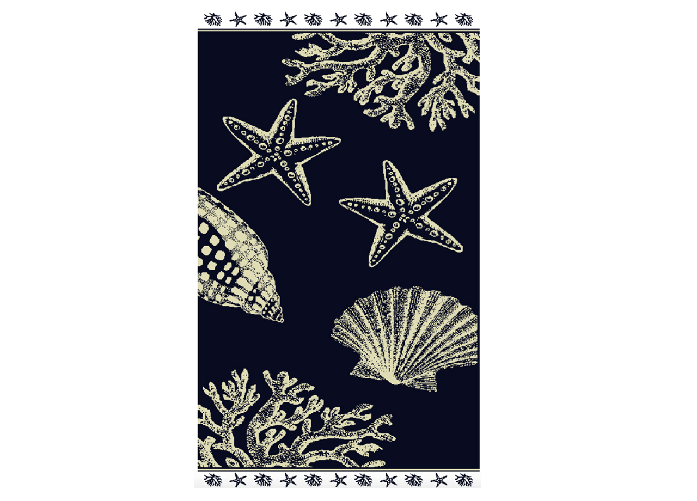 BIANCHERIAWEB Telo Mare Spiaggia Piscina Jacquard In Spugna Disegno Baleari Blu Scuro