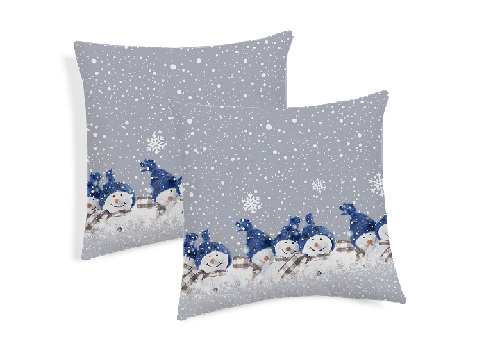 BIANCHERIAWEB Coppia Cuscini Arredo Imbottiti 40x40 Disegno Snowman Colore Blu