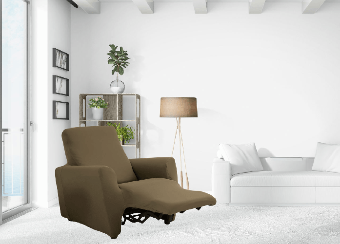 BIANCHERIAWEB Copripoltrona Reclinabile Elasticizzato Antimacchia Magic Tinta Unita Tortora Poltrona Relax