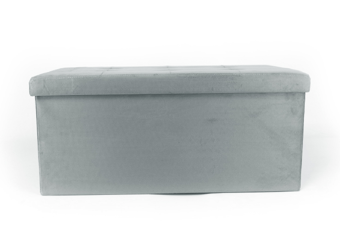 BIANCHERIAWEB Pouf Contenitore Imbottito Pieghevole Modello Double Velvet Colore Grigio