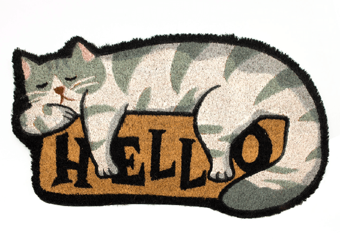 BIANCHERIAWEB Zerbino Entrata Ingresso Esterno Antiscivolo Cocco Animal Cat Hello