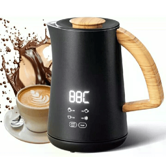 DCG Montalatte Elettrico 500W – Acciaio, Manico in Legno, Display LED, Senza Fili
