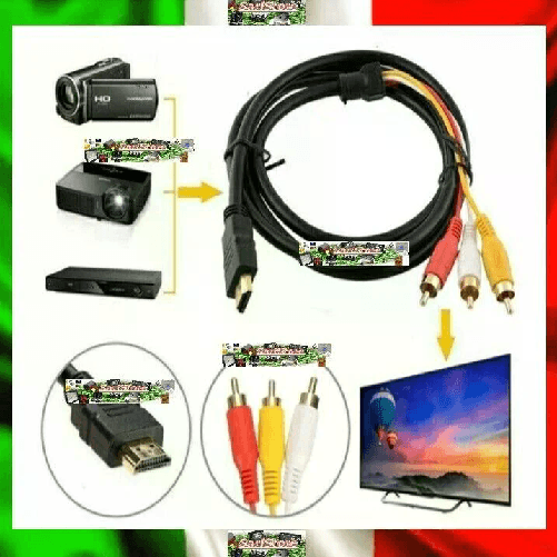 Cavo HDMI Maschio a 3 RCA Audio Video Componente Adattatore TV HDTV DVD