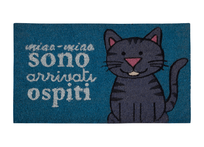 BIANCHERIAWEB Zerbino Entrata Ingresso Casa Esterno Antiscivolo In Cocco Fortuna Dis. Gatto