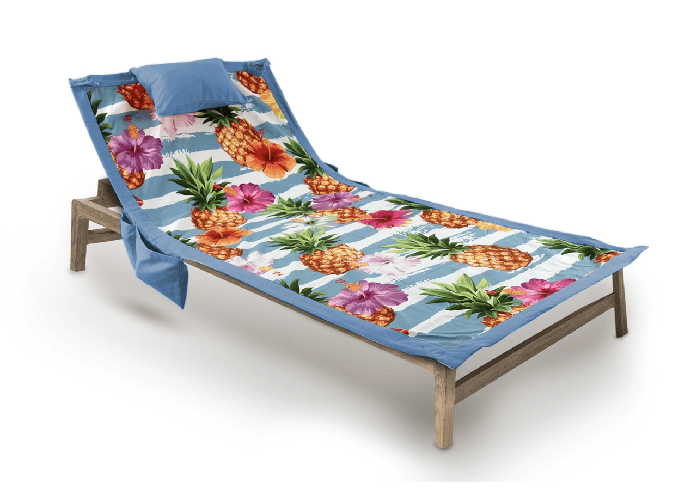 BIANCHERIAWEB Telo Mare Da Lettino Con Cuscino Modello Comodo Summer Disegno Ananas