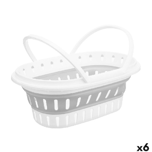 BigBuy Home Cestino Multiuso CC19200(53) Bianco Grigio polipropilene TPR 58 x 23 x 38 cm Pieghevole (6 Unità)