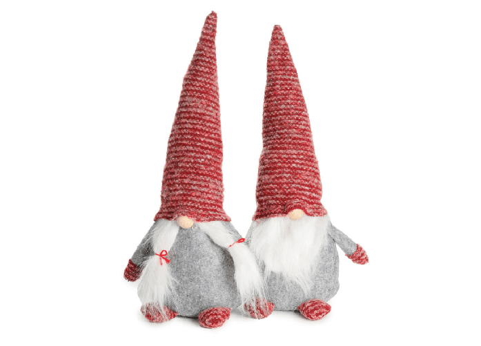 BIANCHERIAWEB Coppia Gnomi Arredo Natale Set 2 Decorazioni Natalizie Patrick E Sissel 40cm