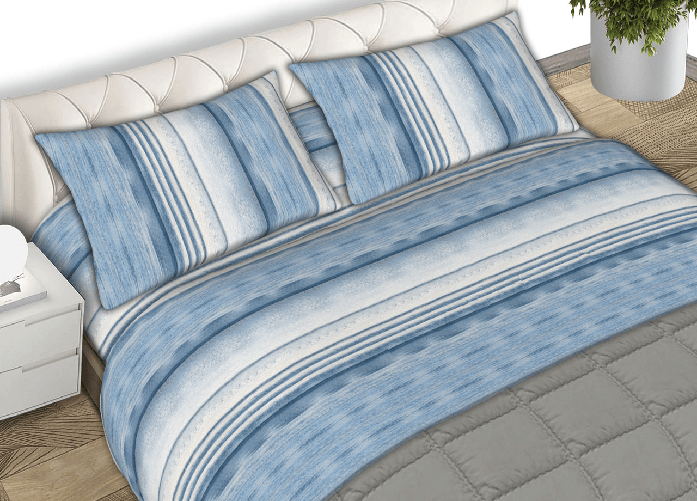 BIANCHERIAWEB Completo Lenzuola Letto Matrimoniale 100% Cotone Made Italy Dis.Smoke Azzurro CN