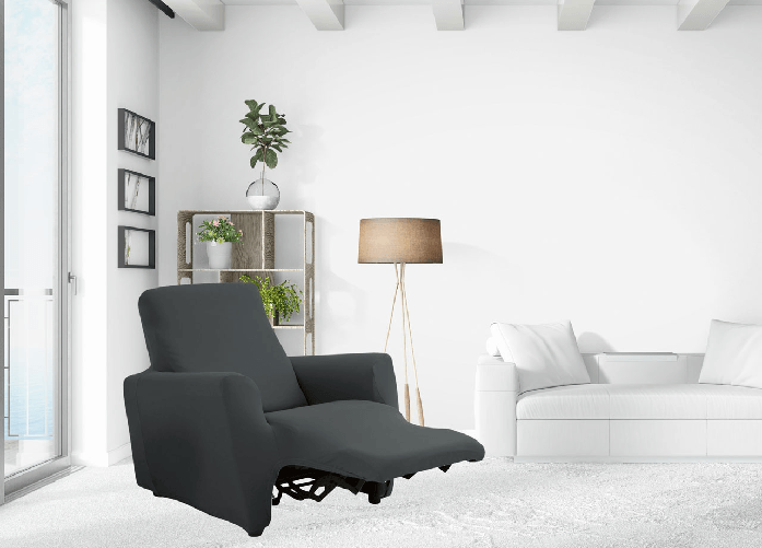 BIANCHERIAWEB Copripoltrona Reclinabile Elasticizzato Antimacchia Magic Tinta Unita Grigio Stone Poltrona Relax