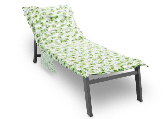 BIANCHERIAWEB Telo Mare Fouta Da Lettino Con Cuscino Modello Green Teen
